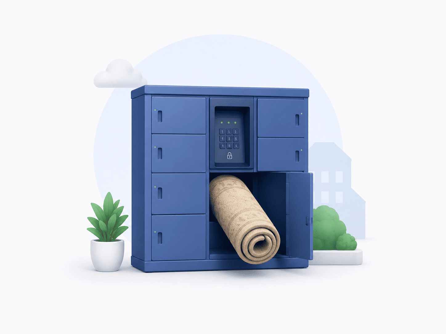 Ilustrație pentru depunerea covoarelor în locker